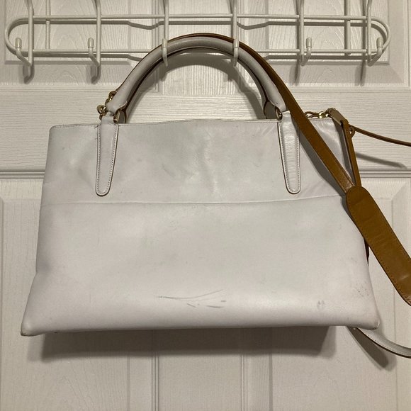 Coach White Camel/Brown Edgepaint Borough Bag Glove-Tanned Leather Satchel - Med - Picture 2 of 15